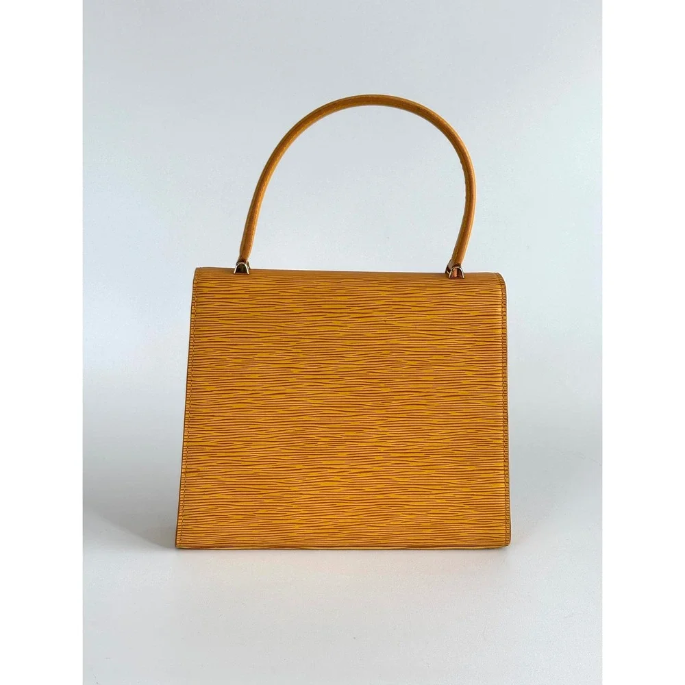 Louis Vuitton Malesherbes Epi Leather Yellow Purple Vintage 90s Handbag MI0963